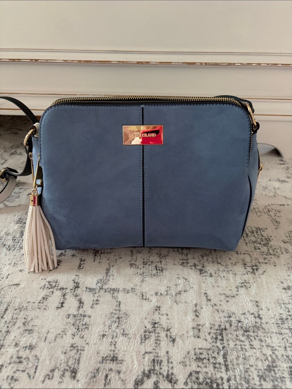 River Island Blue Crossbody with Tassel Accent